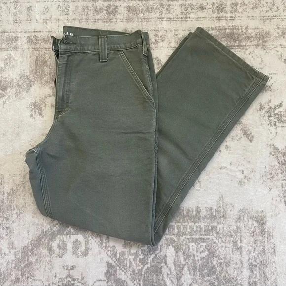 Carhartt Men's Rugged Relaxed Fit Olive Green Cargo Carpenter Pants 34x32 - Picture 2 of 12